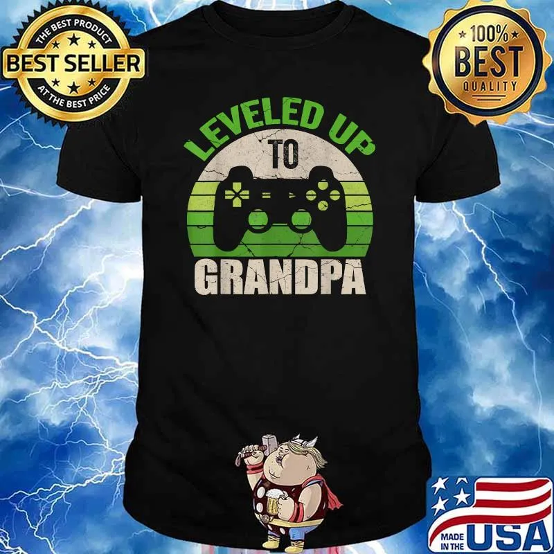 Leveled Up To Grandpa EST 2021 Vintage T-Shirt