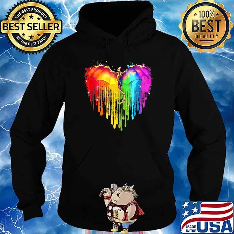 LGBT Dragon Rainbow Heart LGBT Pride Shirt Hoodie