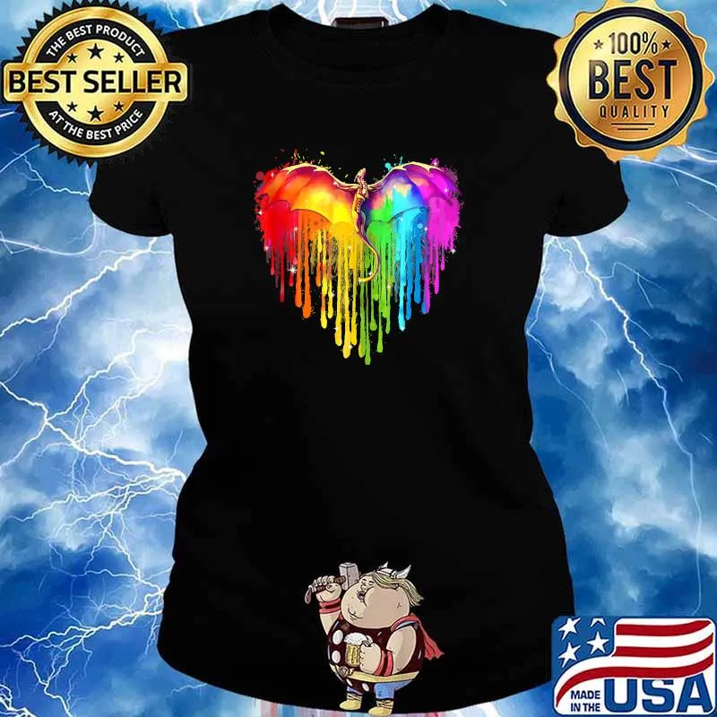 LGBT Dragon Rainbow Heart LGBT Pride Shirt Ladies tee