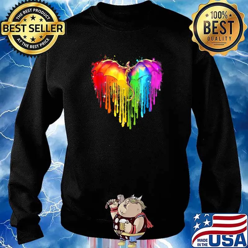 LGBT Dragon Rainbow Heart LGBT Pride Shirt Sweater