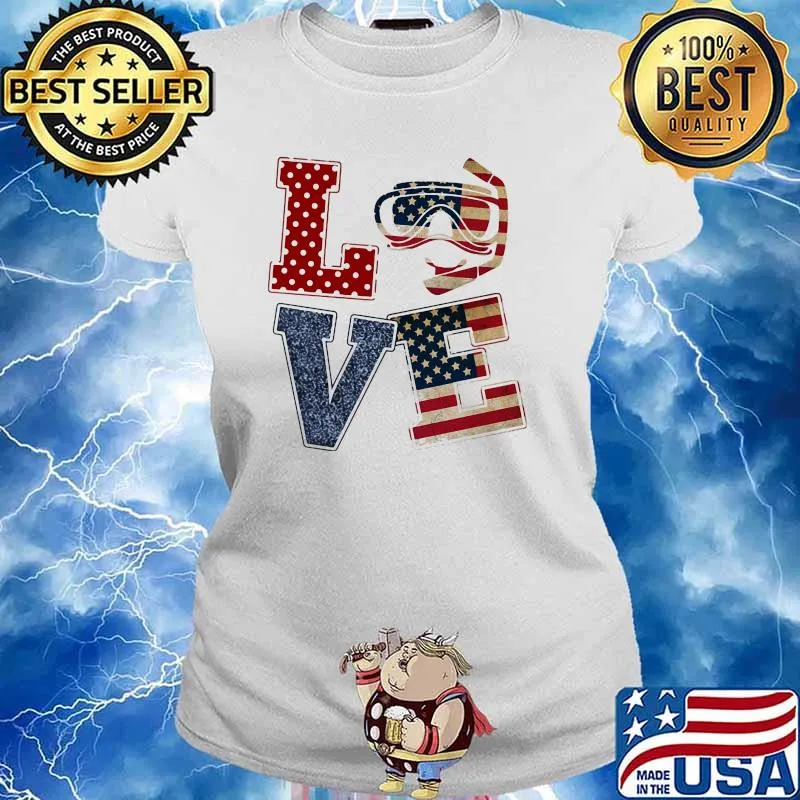 Love scuba diving USA flag Shirt Ladies tee