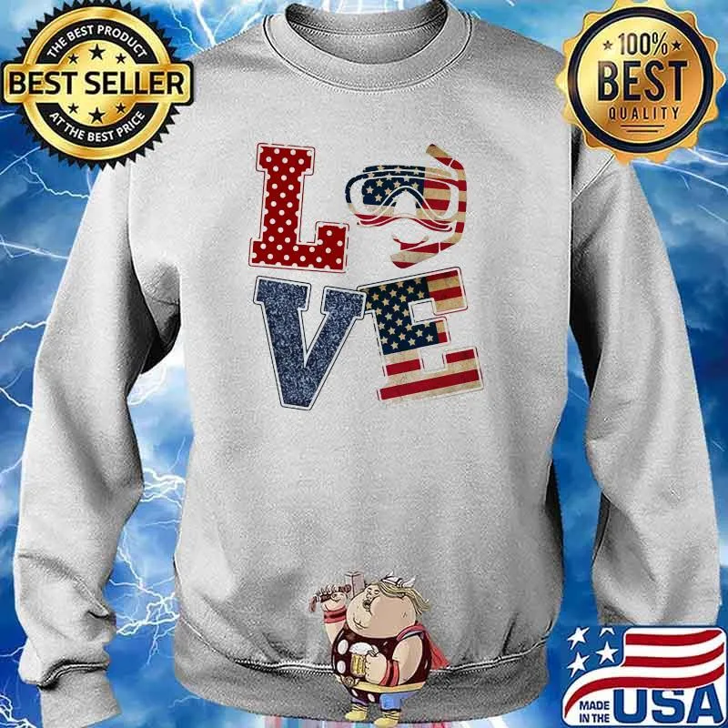 Love scuba diving USA flag Shirt Sweater