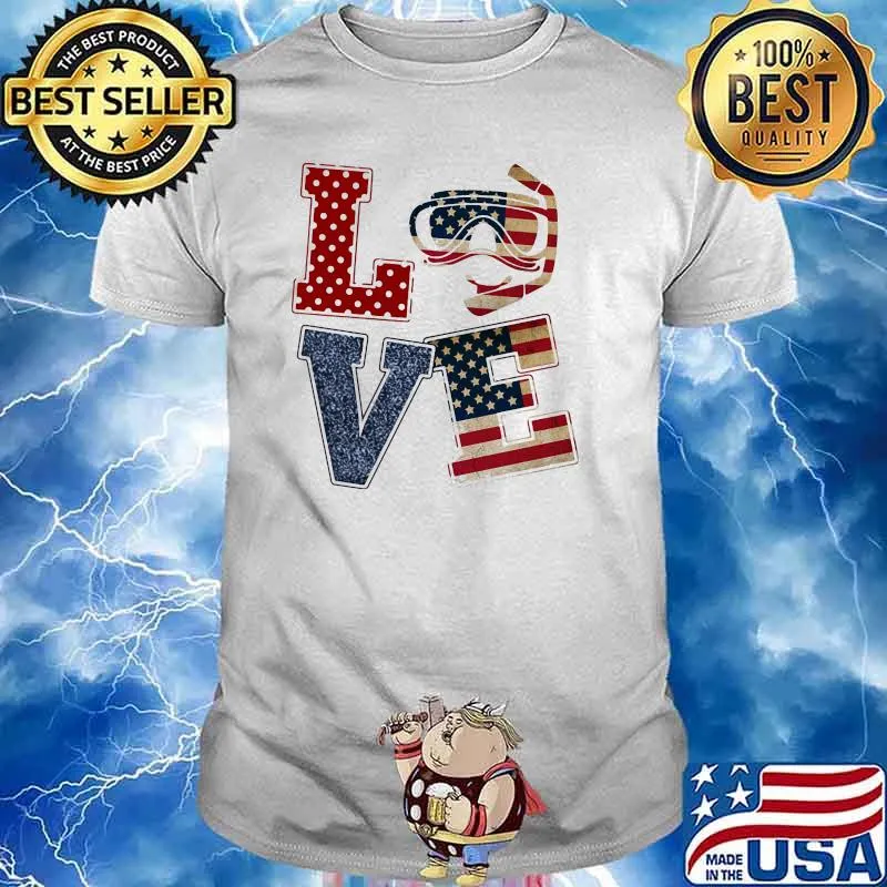 Love scuba diving USA flag Shirt