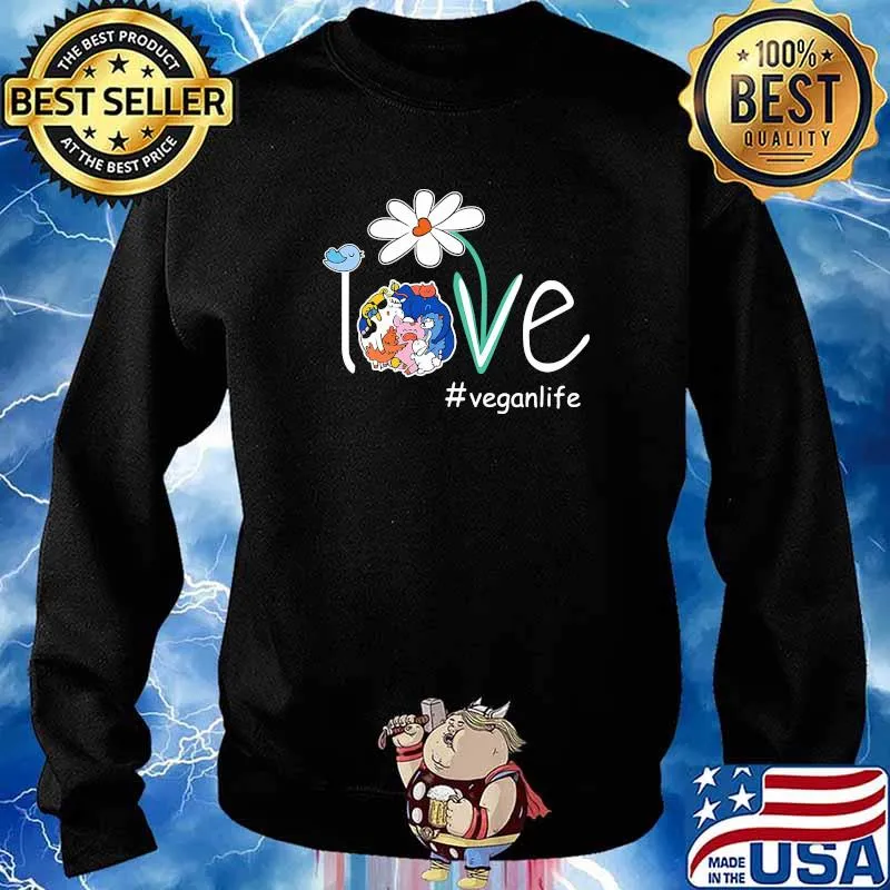 Love Veganlife animal flower Sweater