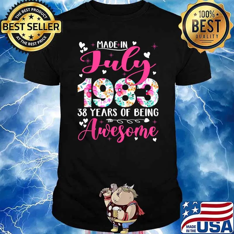 Made In July 1983 Flowers 38th Bday Outfit 38 Years Old T-Shirt