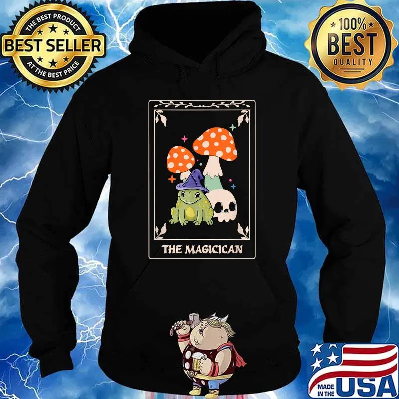 Magician Tarot Card Funny Magic Occult Frog Mushroom Tarot Shirt Hoodie