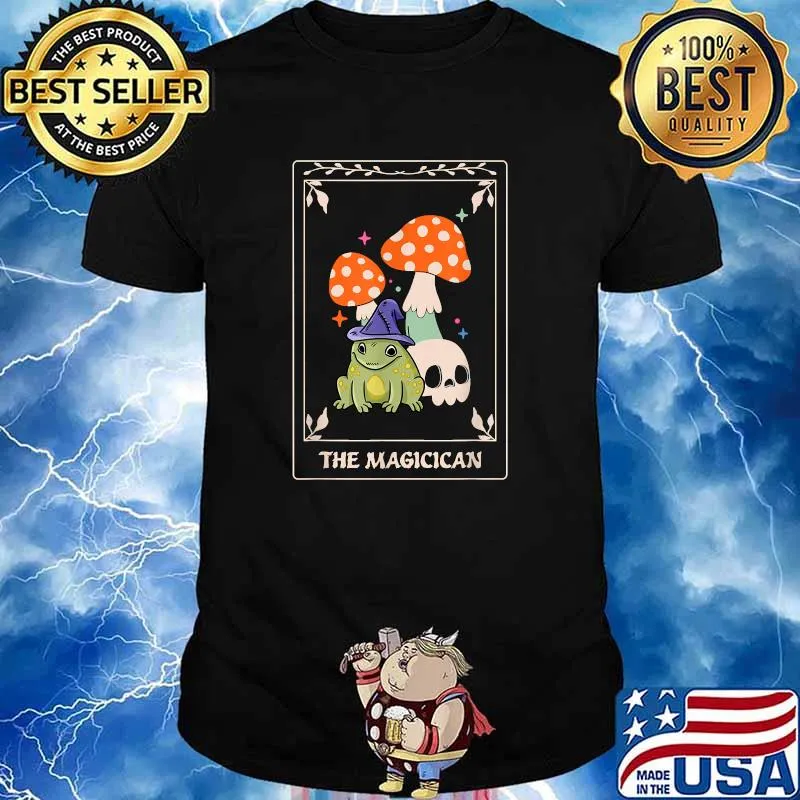 Magician Tarot Card Funny Magic Occult Frog Mushroom Tarot Shirt