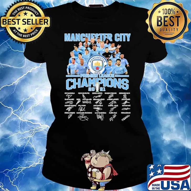 Manchester city champions 2021 signatures Ladies tee
