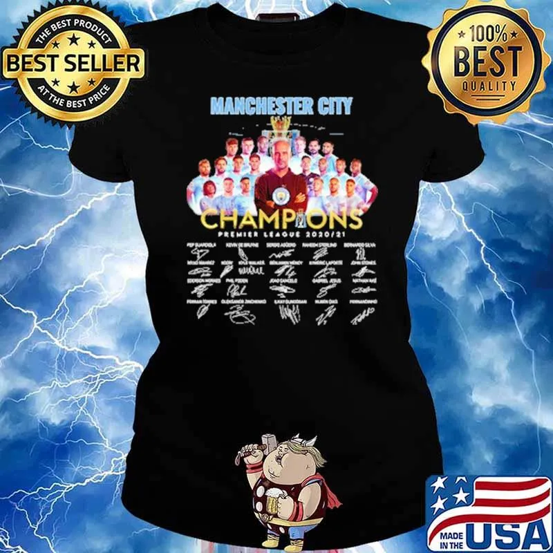 Manchester city champions premier league 2021 signatures Ladies tee