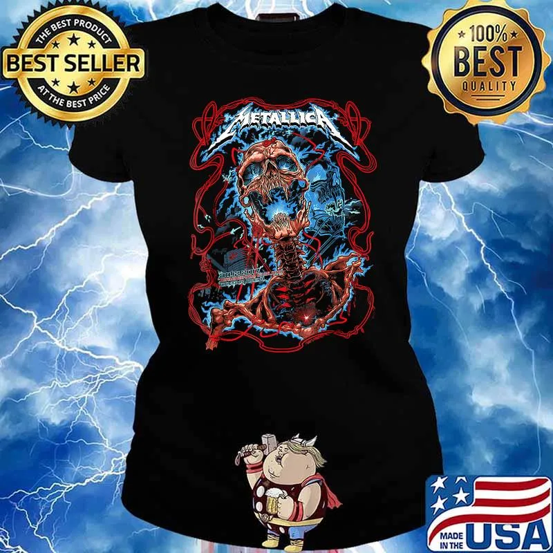 Metallicas Skull Lightning Blue T-Shirt Ladies tee