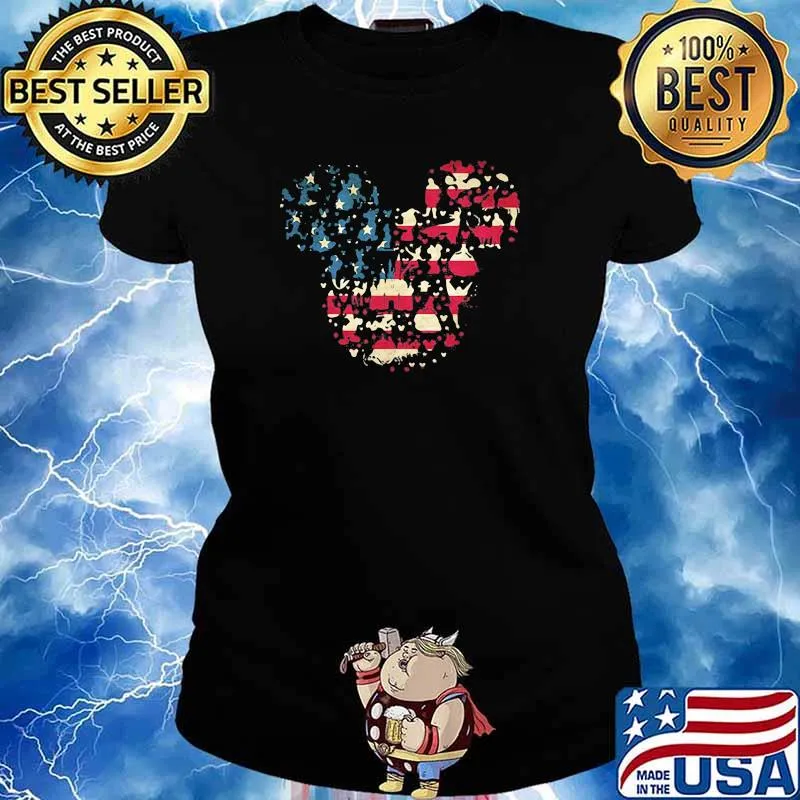 Mickey American Flag Shirt Ladies tee