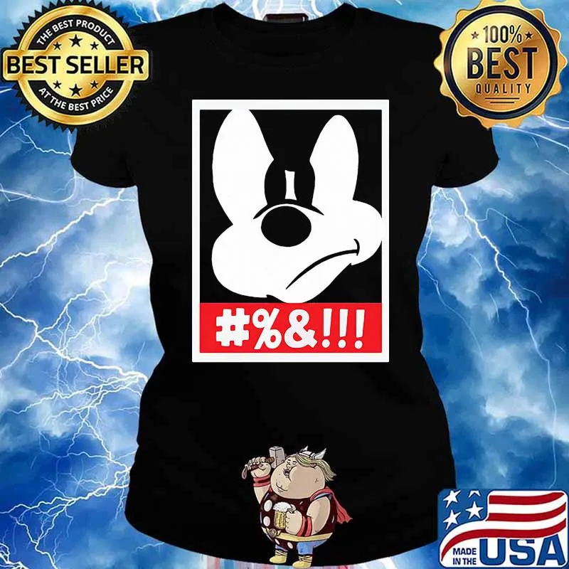 Mickey mouse angry face s Ladies tee