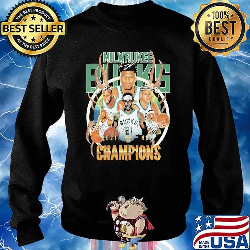 Milwaukee bucks 2021 nba champions signatures s Sweater