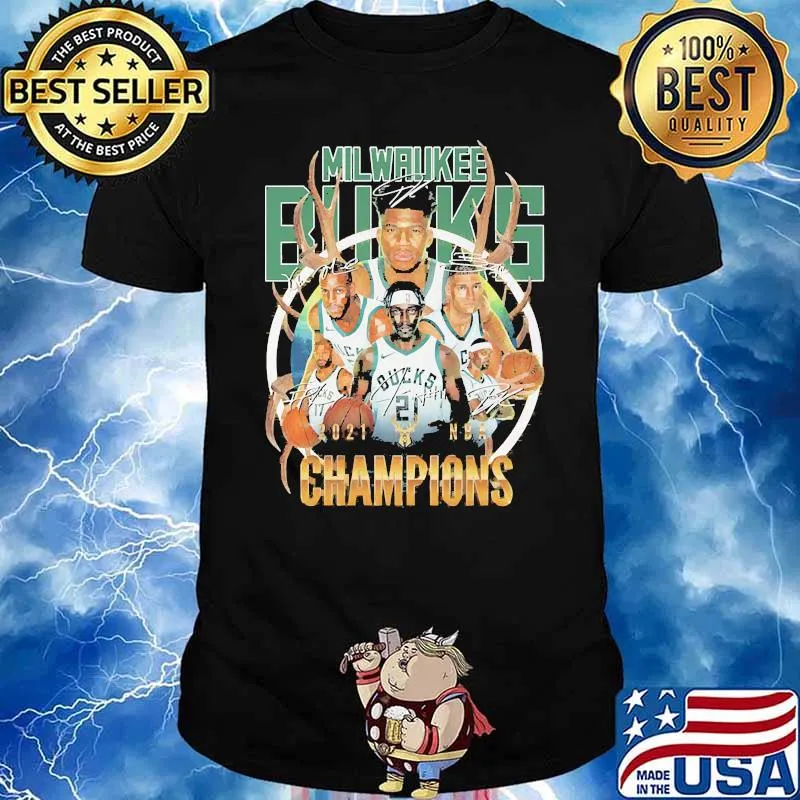 Milwaukee bucks 2021 nba champions signatures shirt