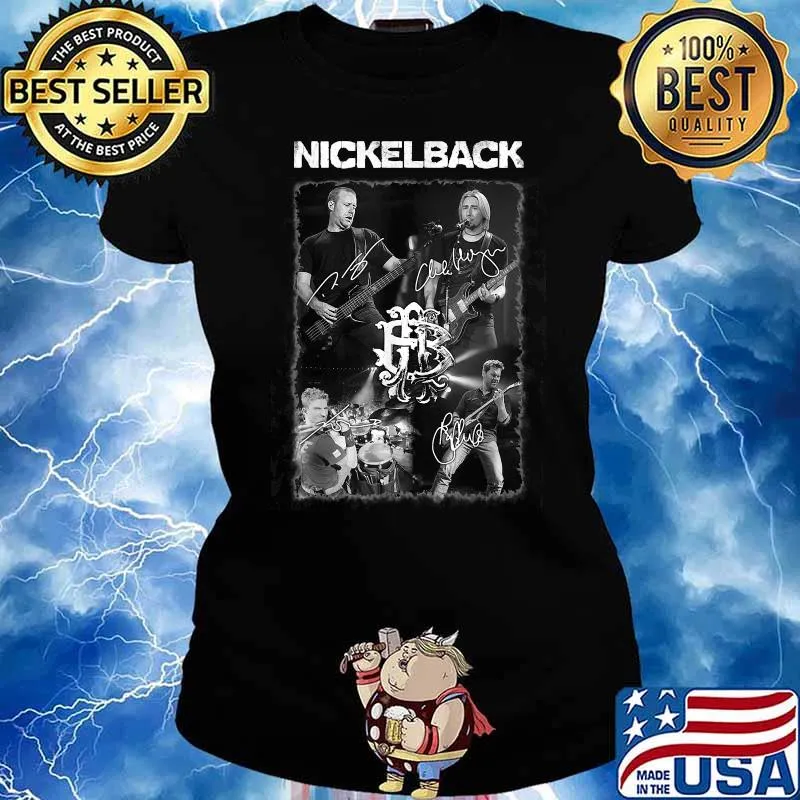 Nickelbacks Signatures Rock Band Legend 80s 90s T-Shirt Ladies tee