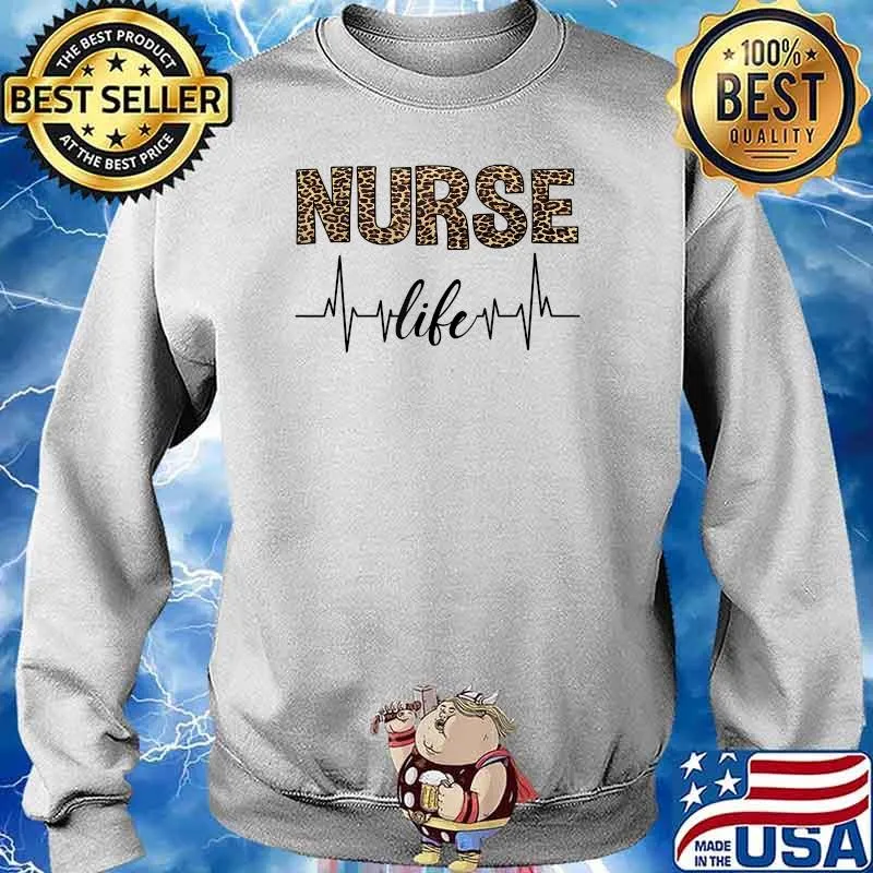 Nurse Life Leopard Heartbeat School T-Shirt Sweater