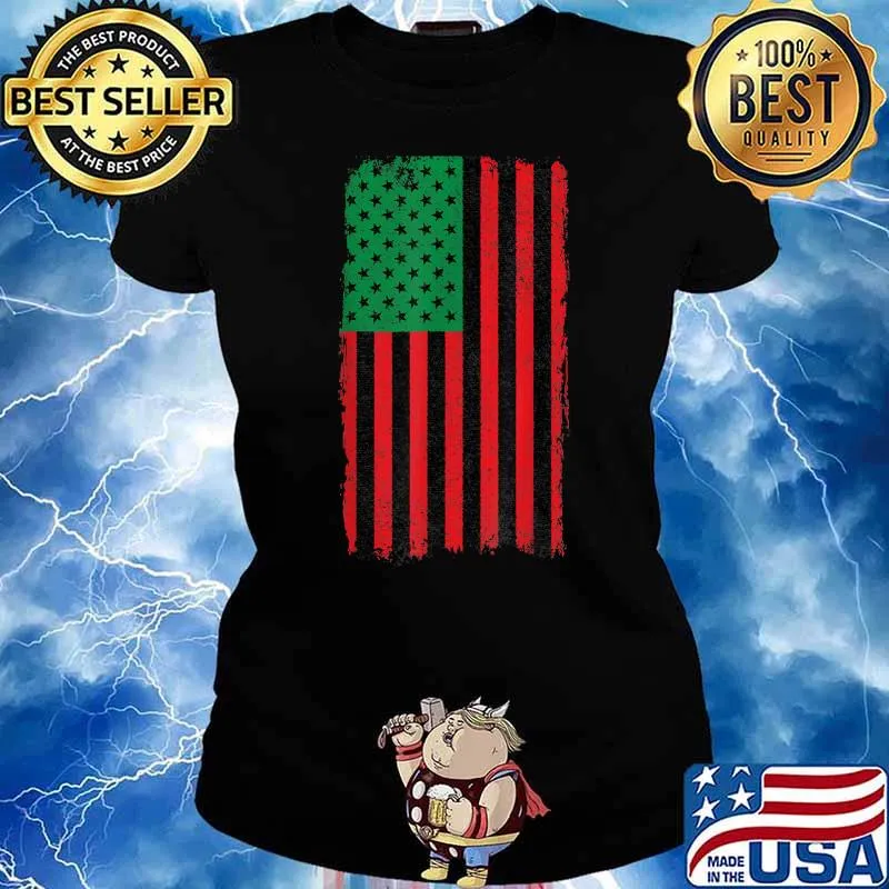 Pan African US American Flag Liberation T-Shirt Ladies tee