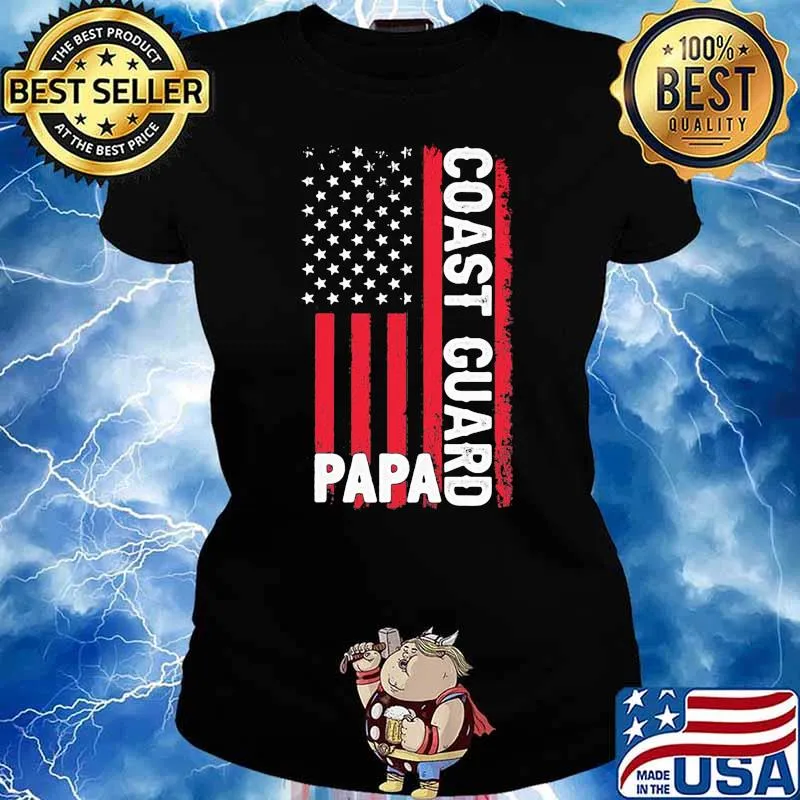 Papa coast cuard american flag s Ladies tee