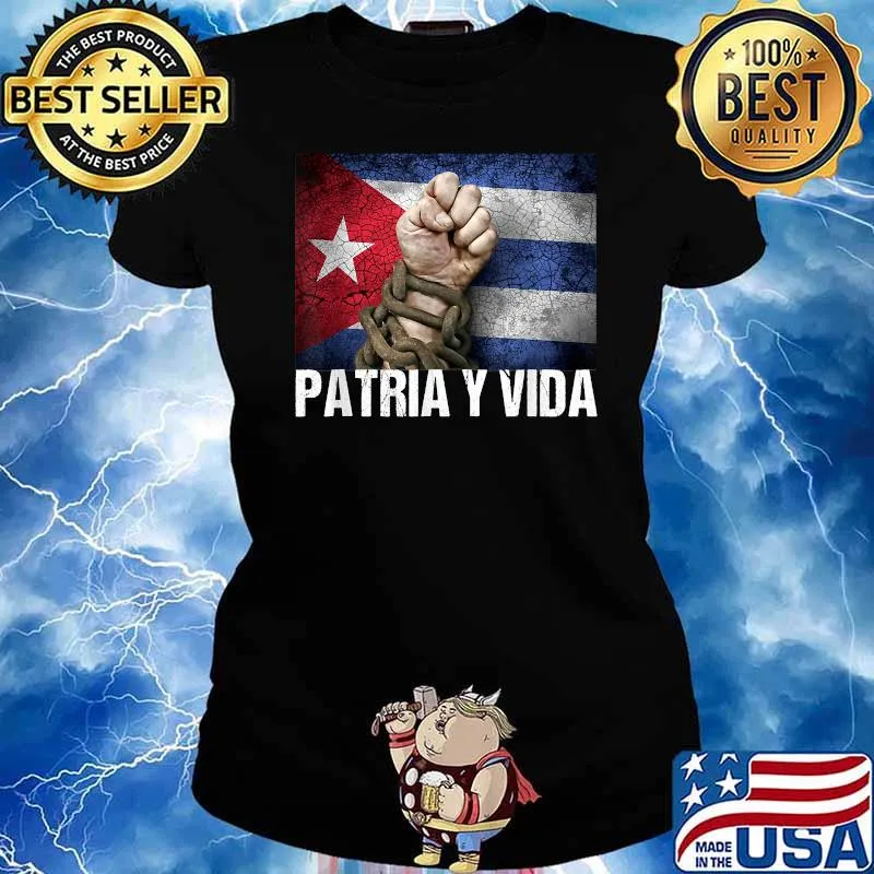 Patria-Y-Vida, Cuba Flag T-Shirt Ladies tee