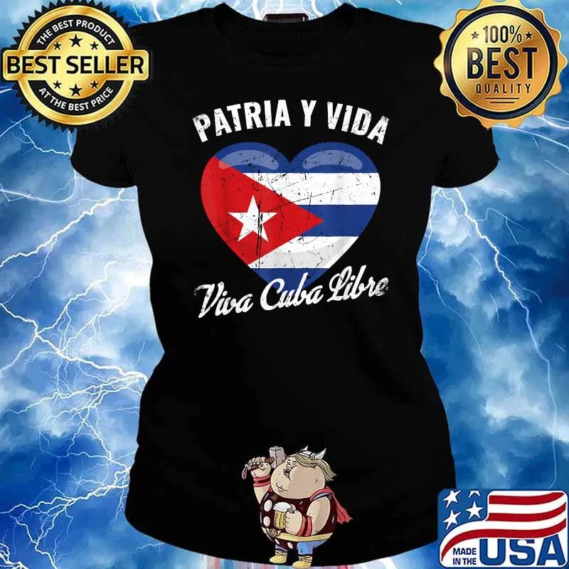 Patria Y Vida Viva Cuba Libre Cuba Flag Heart T-Shirt Ladies tee