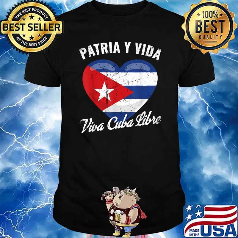 Patria Y Vida Viva Cuba Libre Cuba Flag Heart T-Shirt