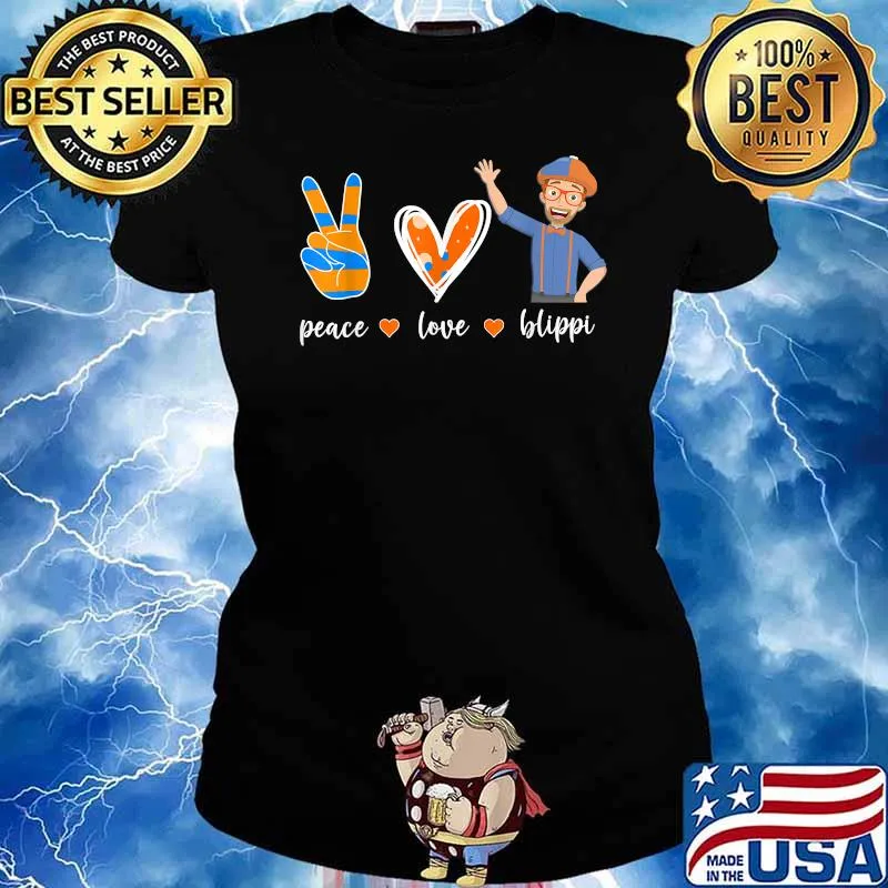 Peace Love Blippis Heart T-Shirt Ladies tee