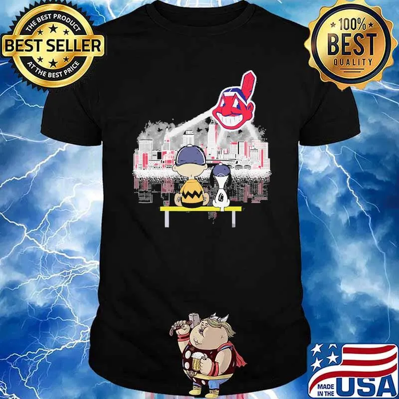 Peanuts charlie and snoopy watch city indians logo shirt