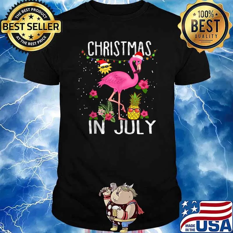 Pink Flamingo in Santa Hat Christmas In July Shirt Girl Shirt