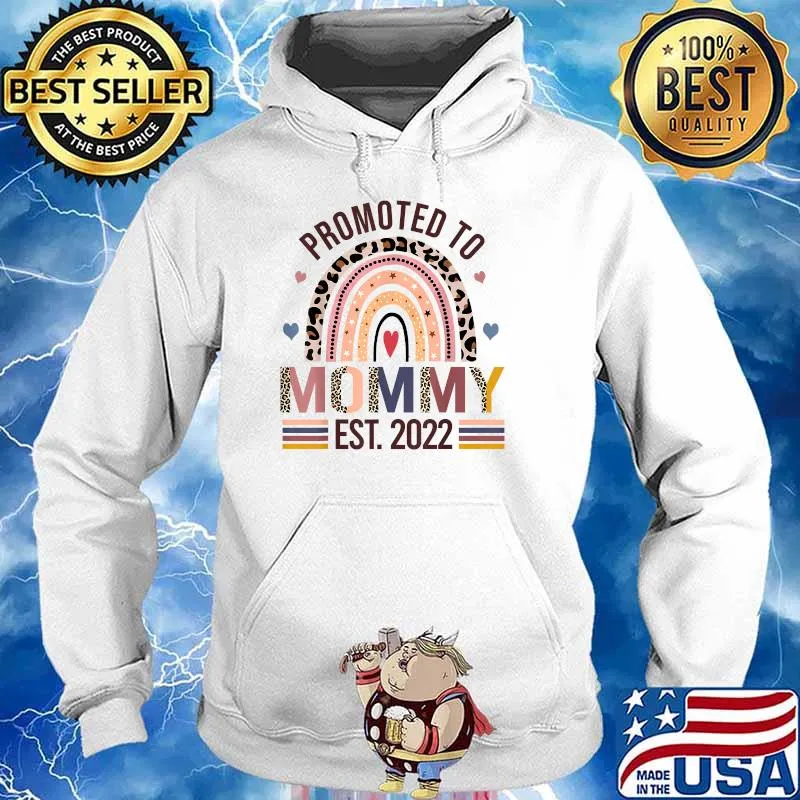 Promoted To Mommy Again EST 2022 Boho Leopard Rainbow T-Shirt Hoodie