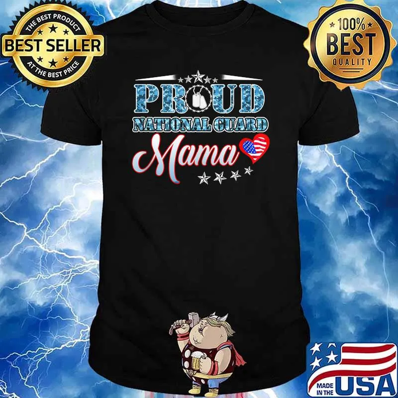 Proud Army National Guard Mama USA Heart Flag Veteran T-Shirt