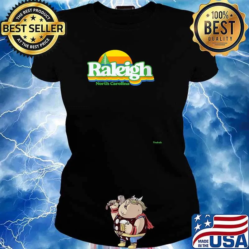 Raleigh North Carolina Sunset Retro Shirt Ladies tee