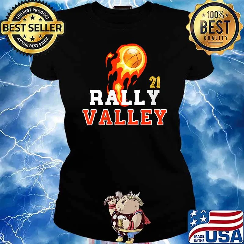 Rally In The Valley Phoenix Flaming Basketball Retro Sunset Shirt Ladies tee