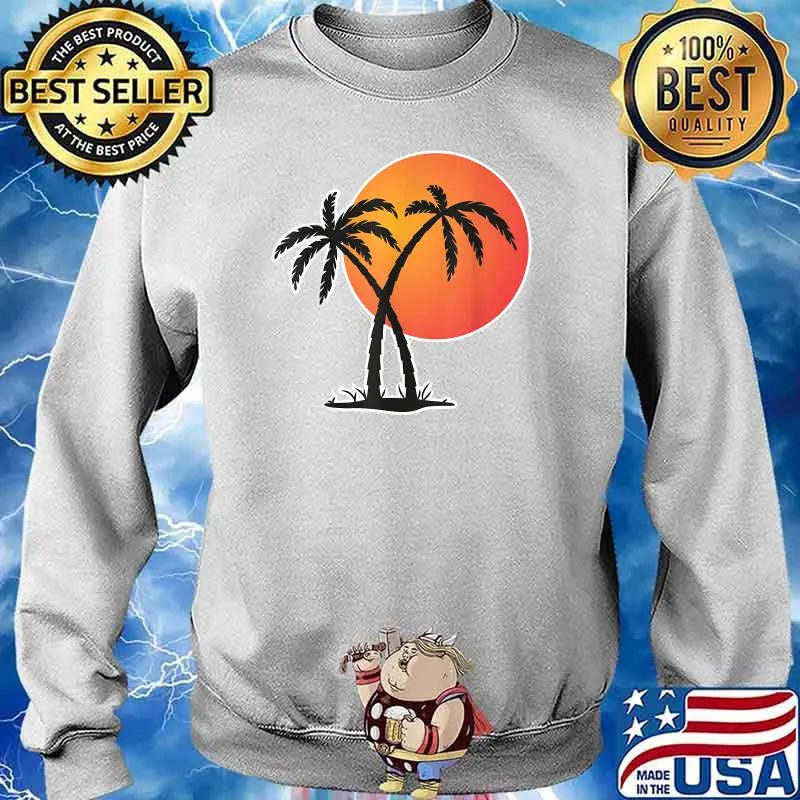 Retro Sunset Beach Palm Tree Summer Vacation Holiday T-Shirt Sweater