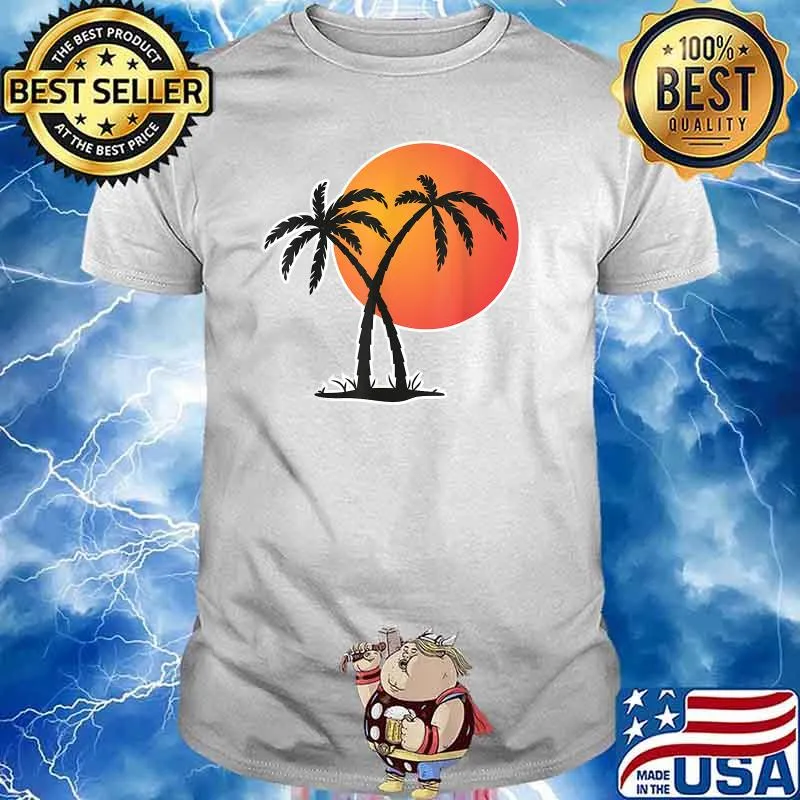 Retro Sunset Beach Palm Tree Summer Vacation Holiday T-Shirt