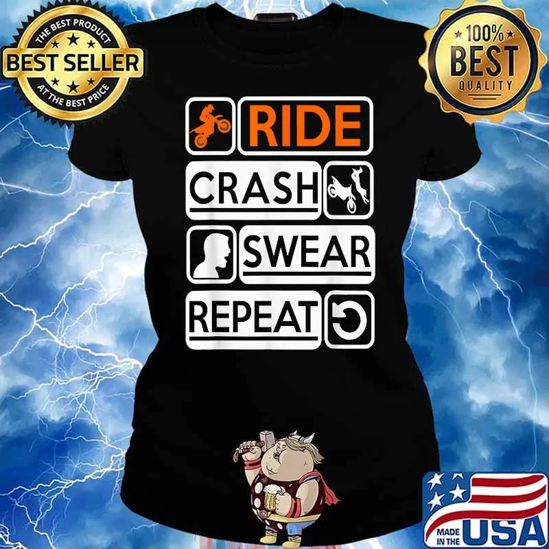 Ride Crash Swear Repeat Supercross MX Motocross Ride T-Shirt Ladies tee