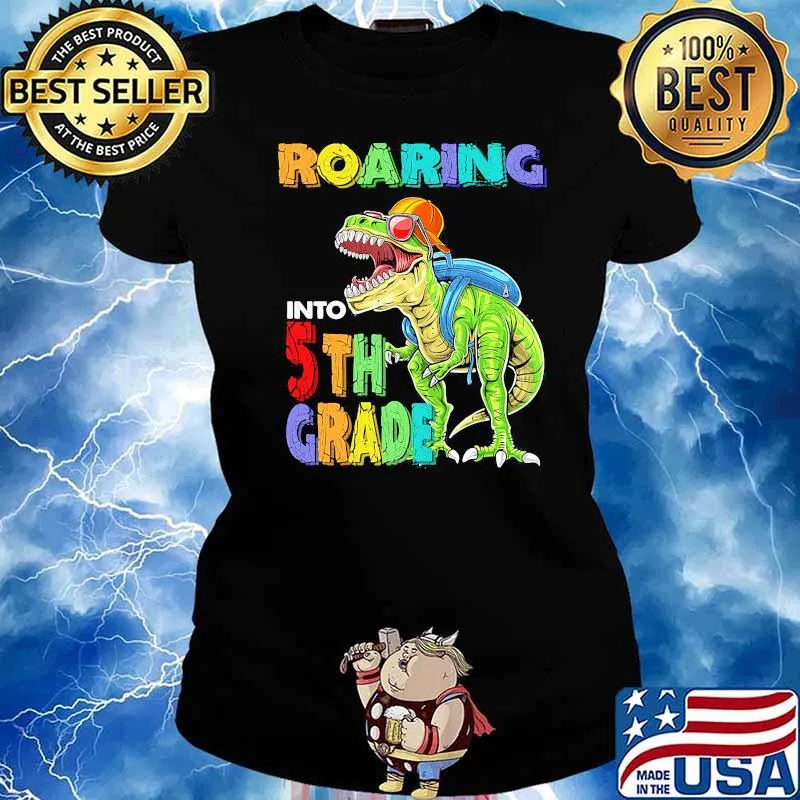 Roading into 5th grade dinosaur s Ladies tee
