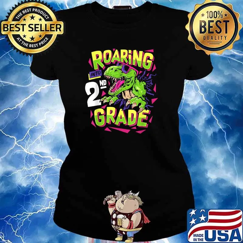 Roaring 2nd Grade Dinosaur T Rex Back to School Shirt Ladies tee
