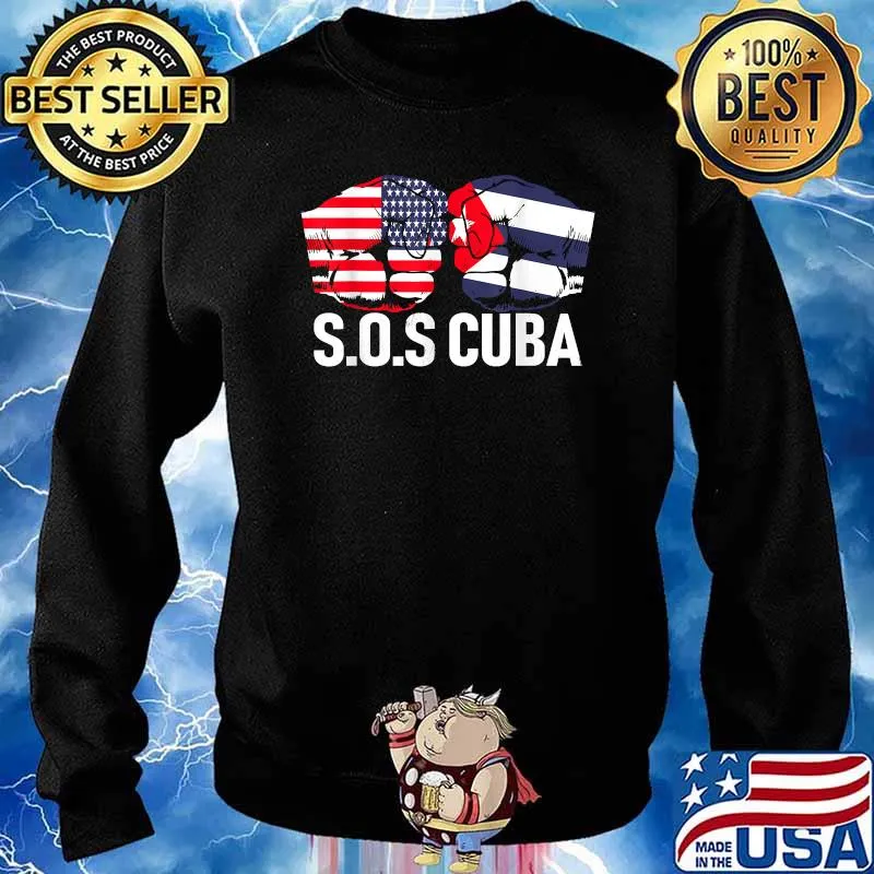 S.O.S Cuba Half American Cuban Flag T-Shirt Sweater
