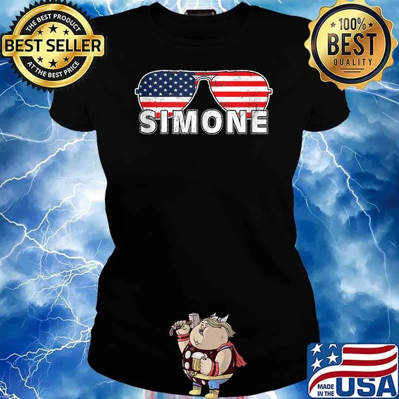 Simone USA Flag Sunglasses T-Shirt Ladies tee