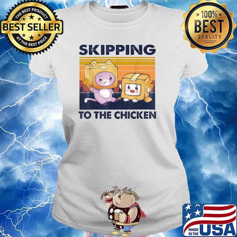 Skipping To The Retro Chicken Funny Lanky Arts Box Videogame Vintage T-Shirt Ladies tee
