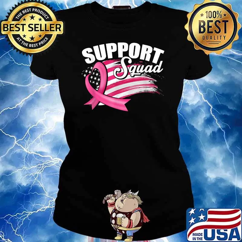 Support Squad Breast Cancer Awareness US Flag T-Shirt Ladies tee