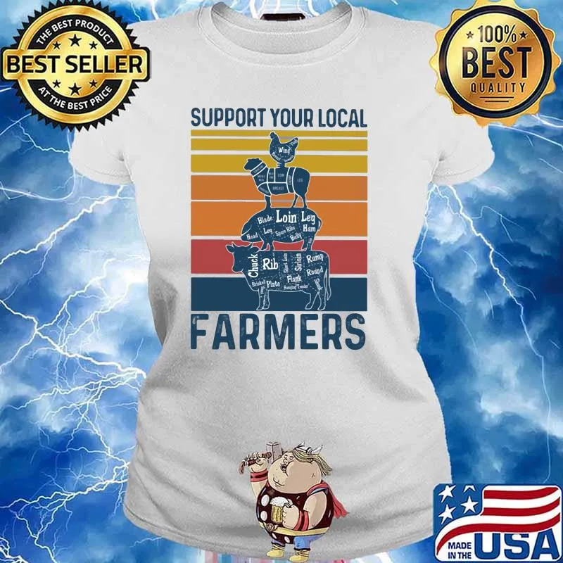 Support Your Local Farmers Animal Vintage Ladies tee