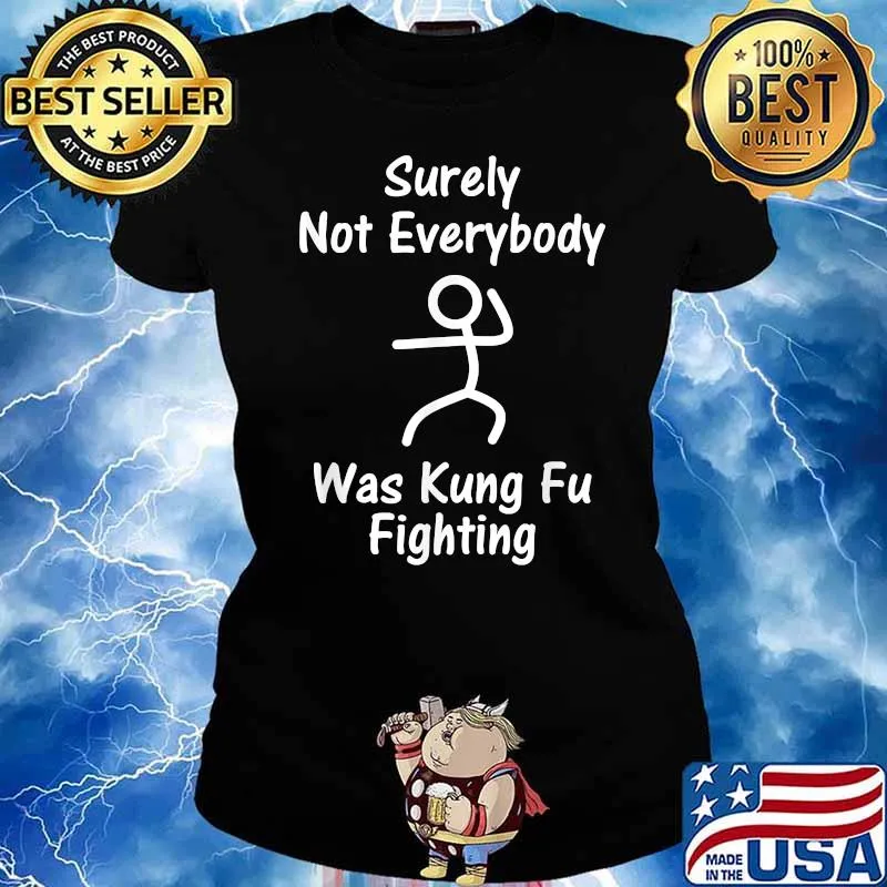 Surely Not Everybody Was Kung Fu Fighting Stick Man T-Shirt Ladies tee