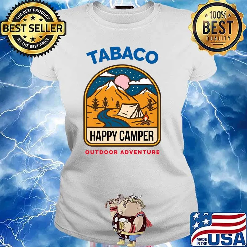 TABACO Last Name Happy Camper Outdoor Adventure Merchandise Premium Shirt Ladies tee
