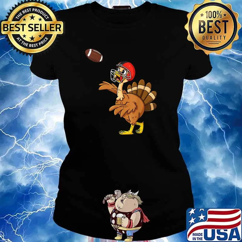 Thanksgiving Turkey Quarterback Football T-Shirt Ladies tee