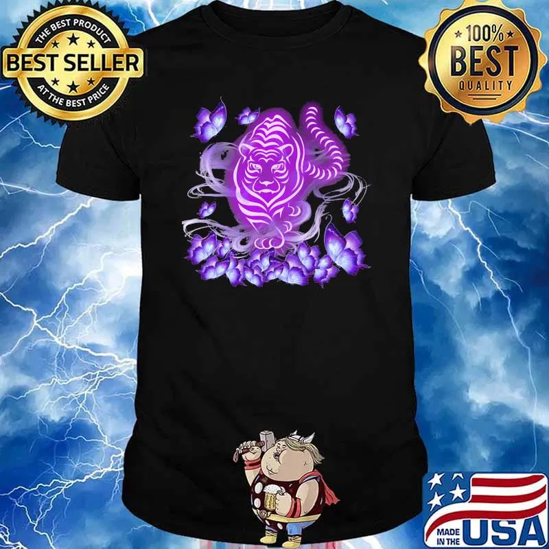 Tiger Magical Purple Tiger Love Butterfly Shirt