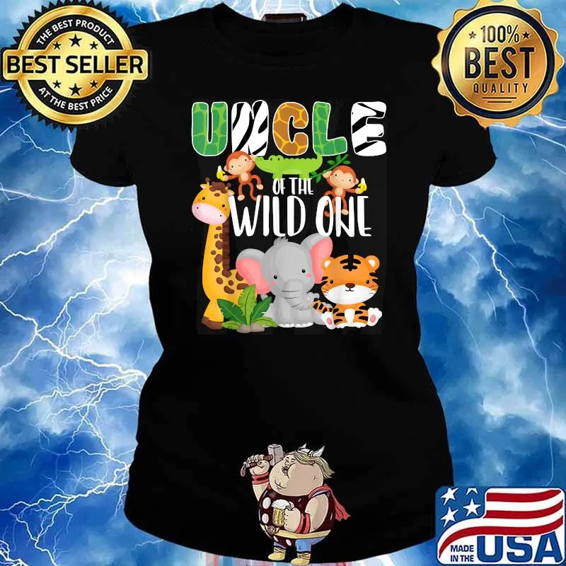 Uncle of the Wild One Zoo Theme Birthday Safari Animals T-Shirt Ladies tee