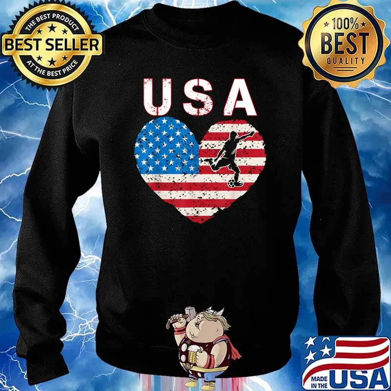 USA Soccer team American flag Heart T-Shirt Sweater