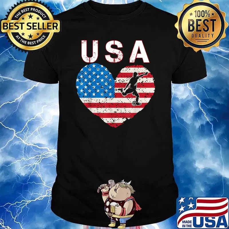 USA Soccer team American flag Heart T-Shirt