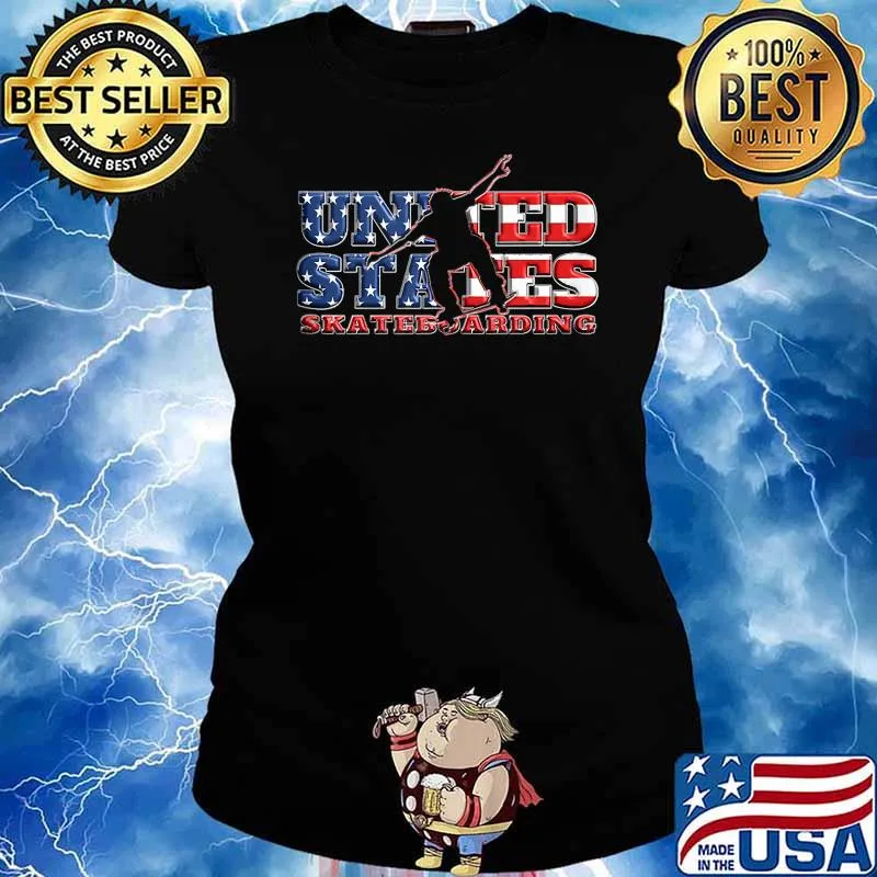 USA United States Skateboarding Skater Event Patriotic T-Shirt Ladies tee